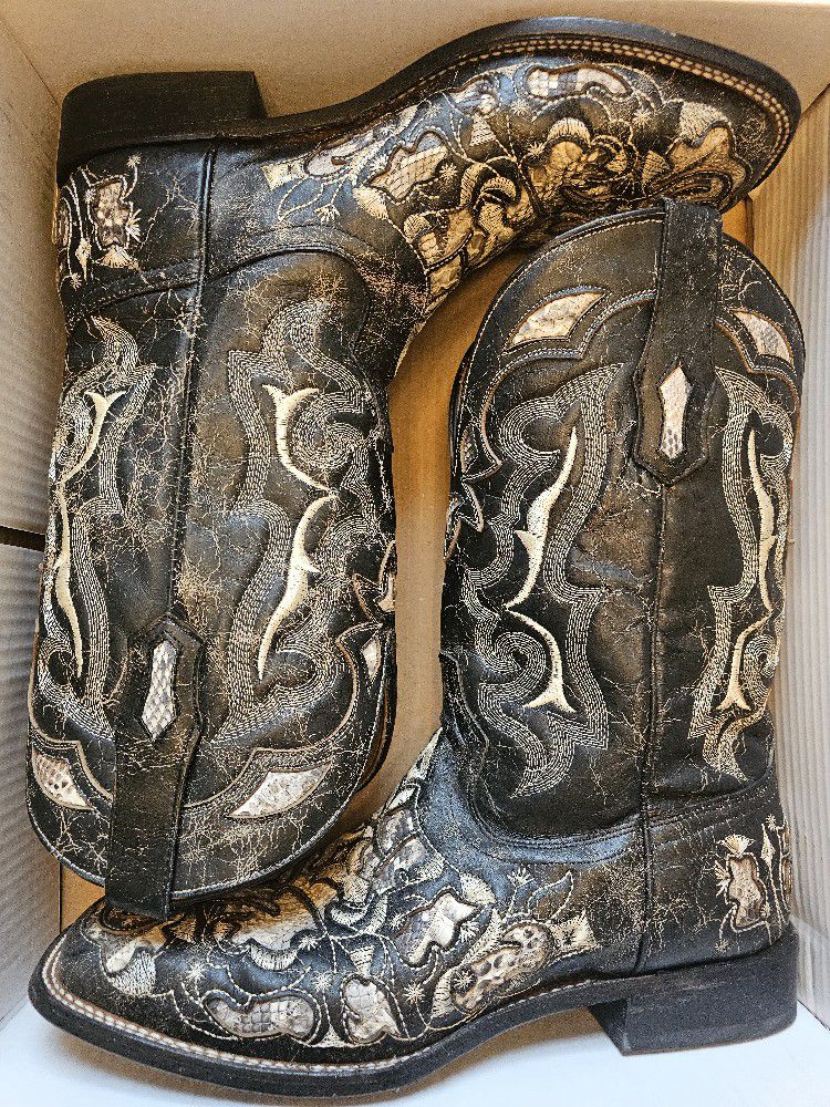 Tin Haul Vintage Python Leather Western Boots