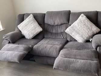 Three Sitter Recliner Couch Grey In Color From Ashley Home store