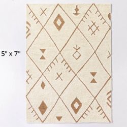 Brand New 5 X 7 Claybourne Geometric Shag Diamond Wool/ Jute Área Rug Ivory Threshold Designed Studio MC Gee