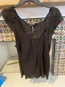Black Sheer Cap Sleeve Blouse sz Large