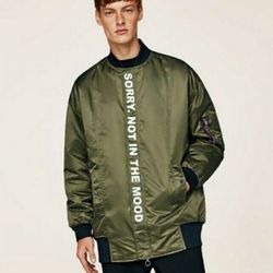 ZARA Men’s Bomber “Sorry. Not In The Mood”