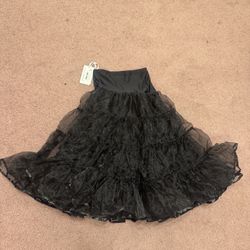 New Small black chrinolin tutu skirt costume cosplay dress goth retro vintage S 