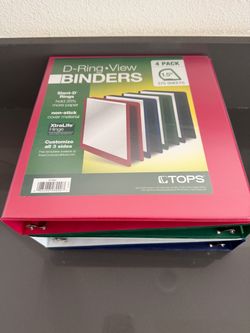 TOPS 1.5" D-Ring View Binders, 4 Pack