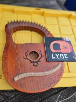 Wooden Lyre Harp with Instruction Manual
