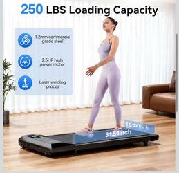 Walking Pad, Under Desk Treadmill for Home Office, LED Display, 2.5 HP Quiet Walking Jogging Machine，No-Assembly Walking pad Treadmill with APP and Re
