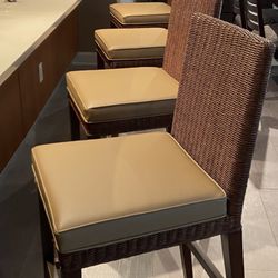 Four Rataan Counter/Bar Stools. 