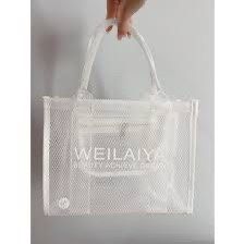1pc Brand New WEILAIYA Clear Beach Shopping Gift Tote bag With Pocket & Zipper