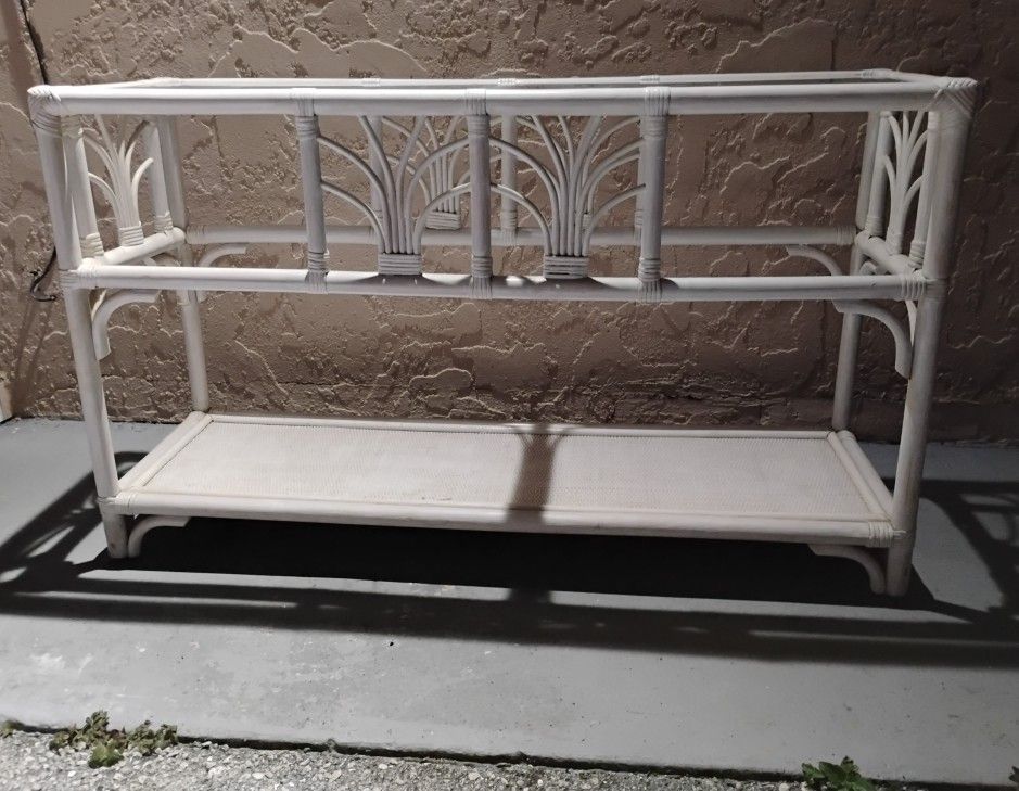 Wicker Table - Glass Top