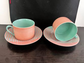 FITZ & FLOYD CUP & SAUCER - 2 SETS