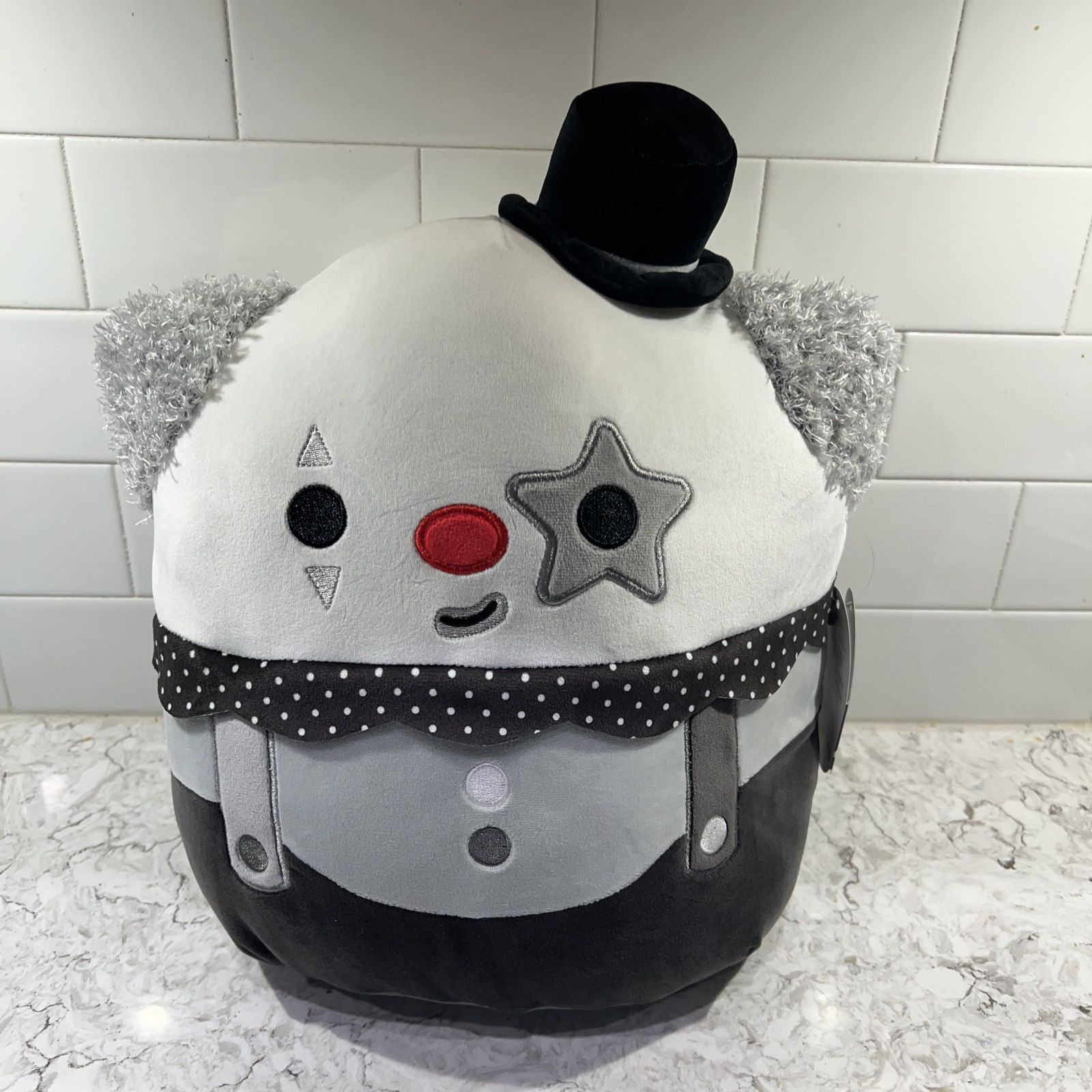 Squishmallow 12” Bimbi The Clown Select Series Mallow Mash Black White Exclusive