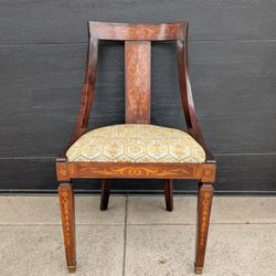 Italian Antique Biedermeier Edwardian Inlaid Side Chair