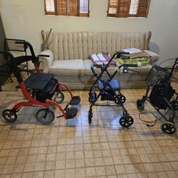 2 Walkers , 3 Wheelchairs