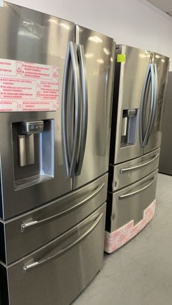 French door four door stainless steel fridge