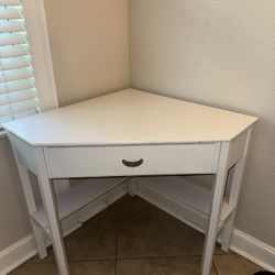 White Corner Desk with Drawer