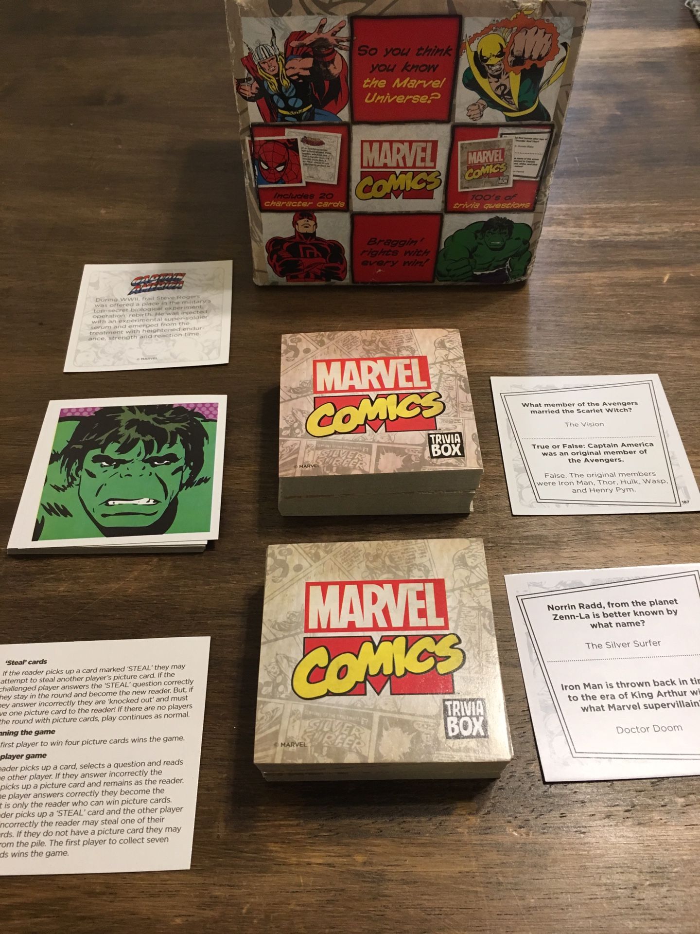 Marvel trivia card game
