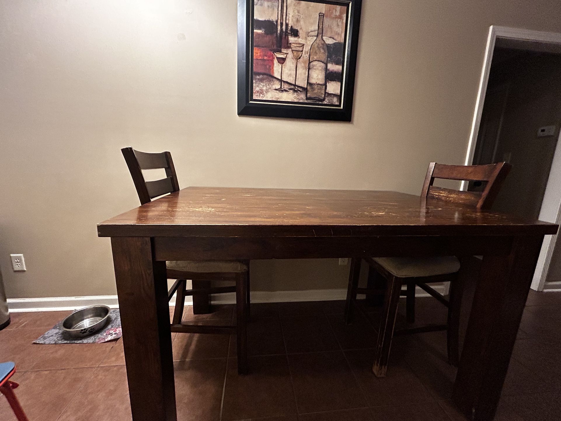 Heavy Wooden Table W/4 Chairs