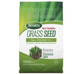 Brand New! Brand New! Scotts Turf Builder 16 lbs. Grass Seed Tall Fescue Mix with Fertilizer and Soil Improver, Durable to Resist Harsh Conditions