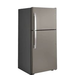 GE - 19.2 Cu. Ft. Top-Freezer Refrigerator with Garage Ready Design - Slate