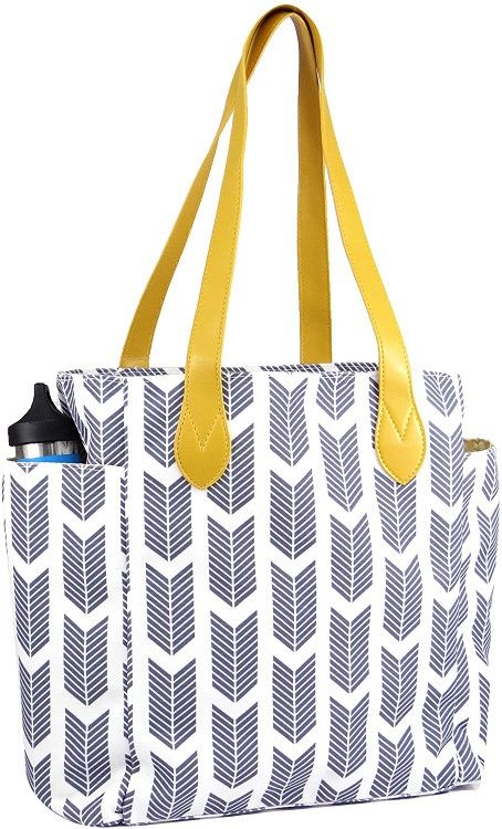 A V AMOR EST VITAE Work Tote Arrow Print | Teacher's Tote | School Tote | Multi-Purpose Tote Bag Gray