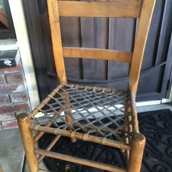 Antique Ladder Back Woven Hide  Chairs (x4)