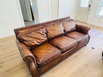 Bernhardt Brown Leather Sofa set with Nailhead Trim