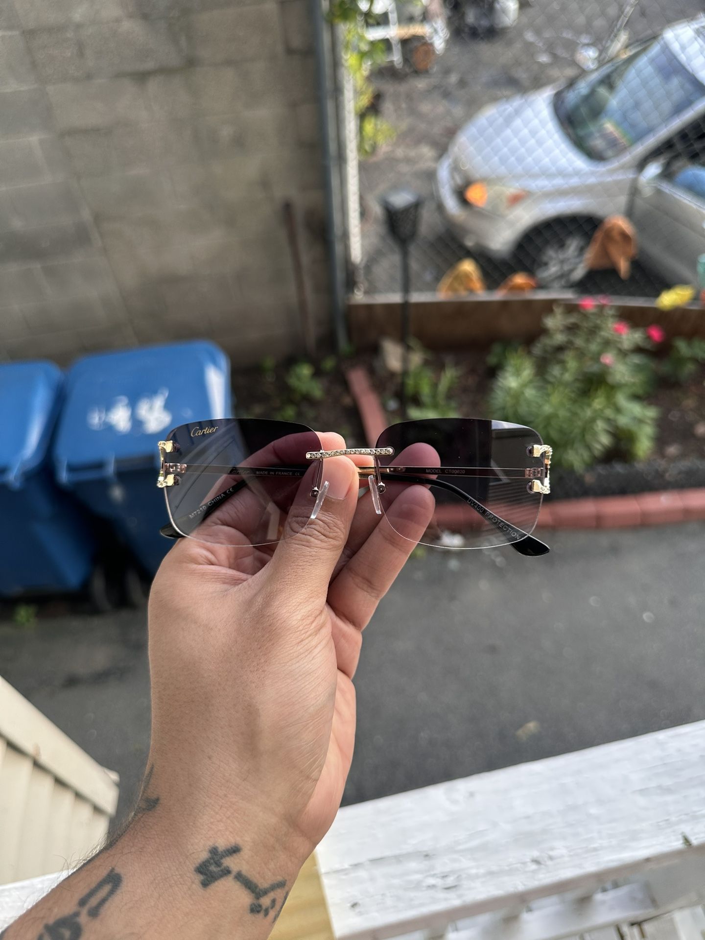 Black Iced Out Cartier Sunglasses