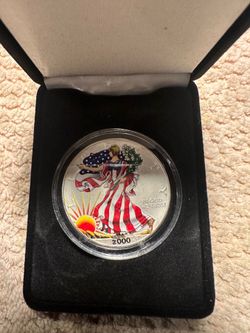 Enameled .999 Silver - 2000 US 1 oz Colorized American Eagle Silver Coin