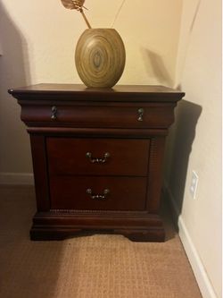 Dark Wood King Bed Headboard, Base and End tables for $175!