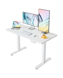 43 x 24 inch Electric Standing Desk Adjustable Height, 4 Memory Height Settings, Sit Stand Up Desk for Home Office & Computer Workstation, White