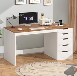 White & Brown Computer Desk
