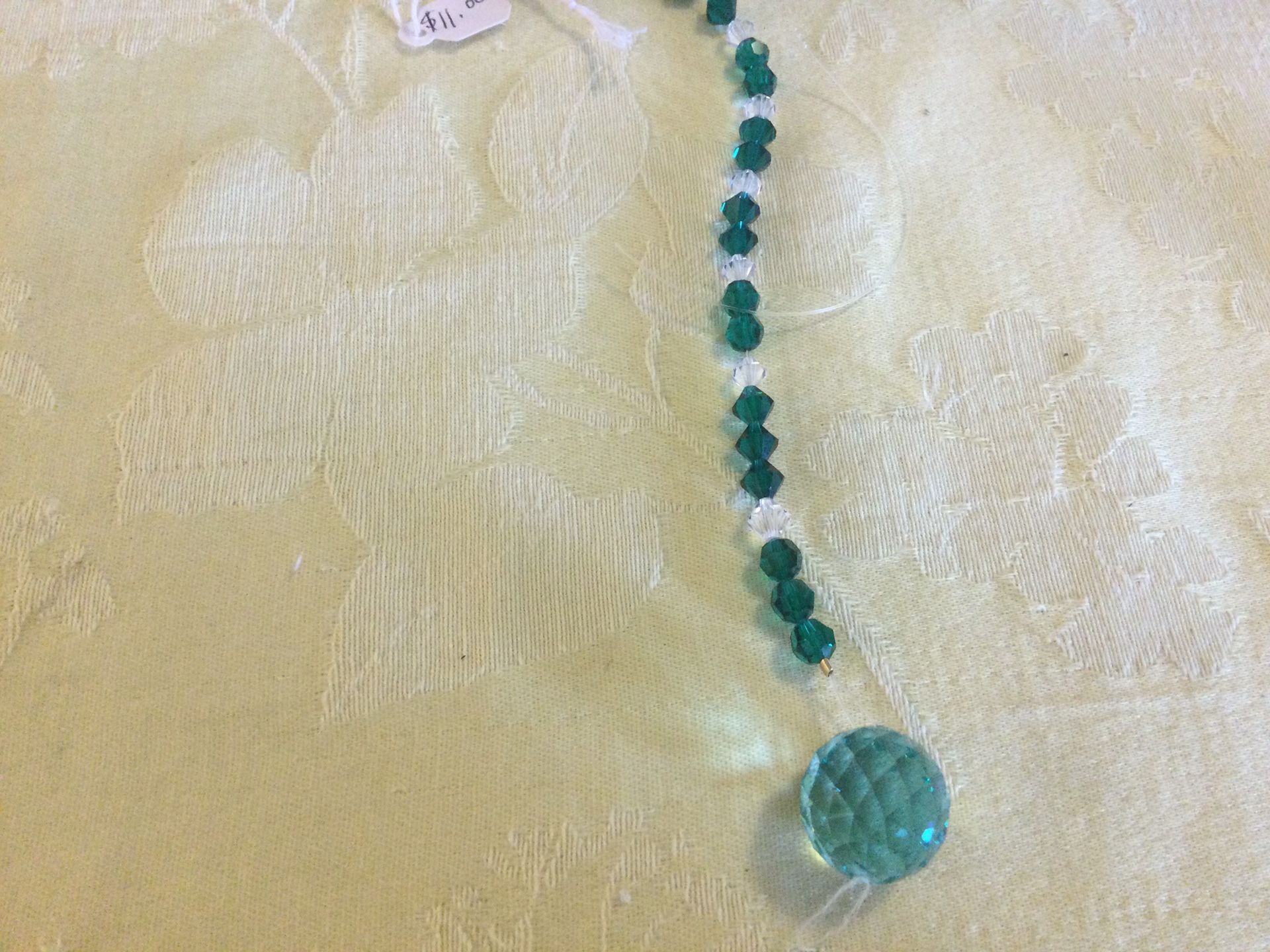 Beaded Swarovski Crystal Prisms Window Hanging / Christmas Tree Ornament