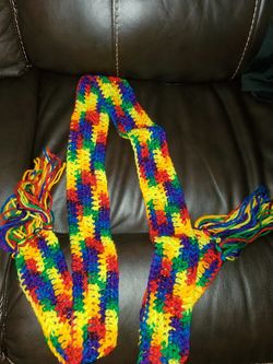 Rainbow crochet scarf