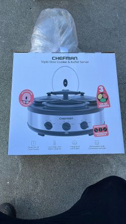 Chefman Slow Cooler Triple Buffet Is 1.5 Qt Oval Crocks