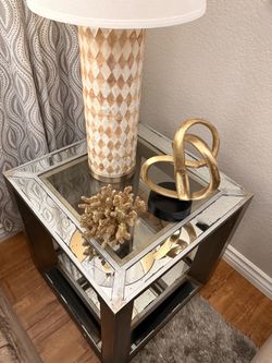ZGallerie Mirrored End Table with Metal Frame