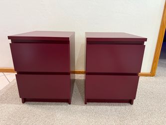 Matching deep red 2 drawer nightstands