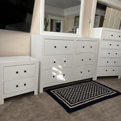 4  Pieces Bedroom Set White/ Dresser/tall Dresser/Mirror/Nightstand,  free delivery 