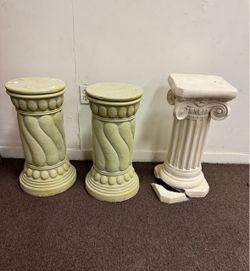 3 Decorative Pedestal Columns / Plant Stands – $75