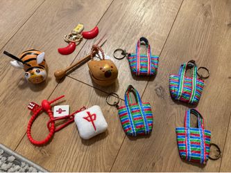 Cute Keychains Collection - Mini Bags, Tiger, Mahjong, Bear