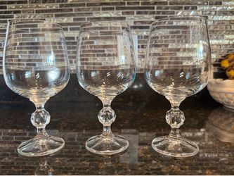 Set of 3 Vintage Blown Glass Goblets