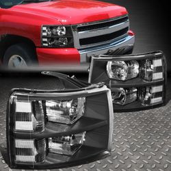 For 07-14 Chevy Silverado 1(contact info removed)HD 3500 Headlight Assembly Pair Black/Clear