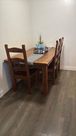 Farmhouse Wood Dining Table with 3 Chairs