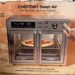 Brand New Chefman French Door 10-in-1 Toaster Oven Air Fryer, 26-Quarts, Fits 12-Inch Pizza – Stainless Steel