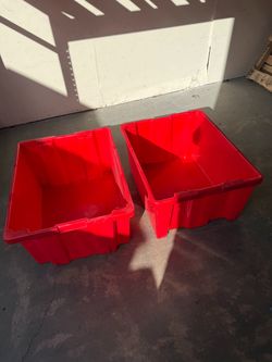 Stackable Large Red Storage Totes 31"× 22"× 16". Many Available