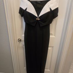 Black / White 2 Pcs Long Dress  Size10