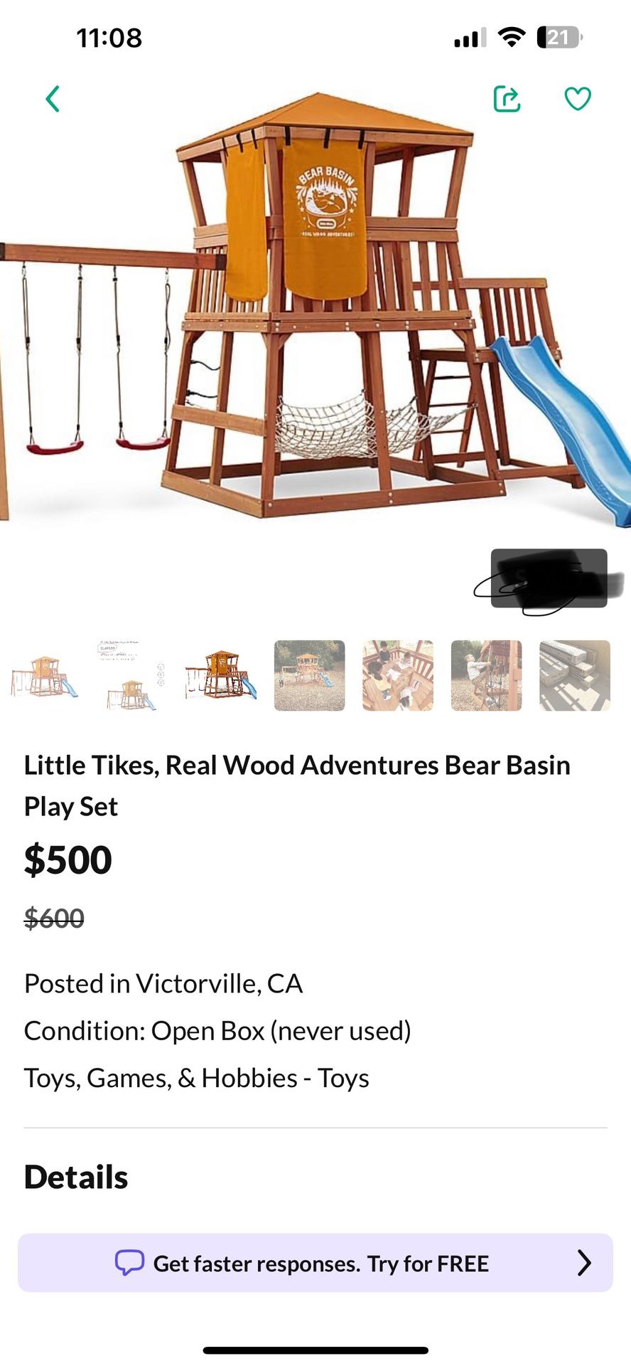 ittle Tikes Real Wood Adventures Bear Basin Outdoor Playset
