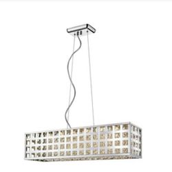 New 6 Light Modern Rectangle Chrome Elegant Pendant