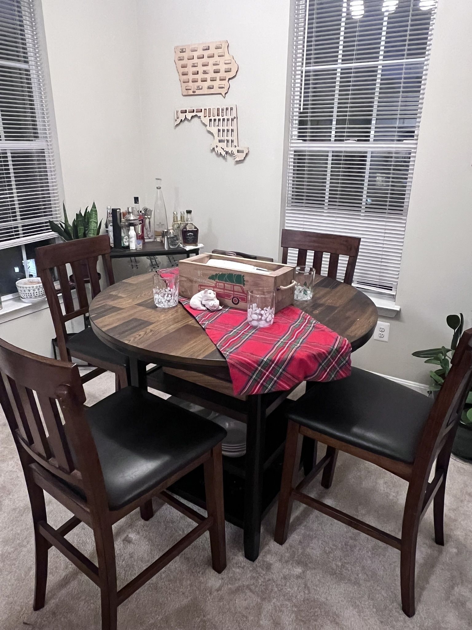 Counter height Dining Room Table (with Storage) And 4 Chairs