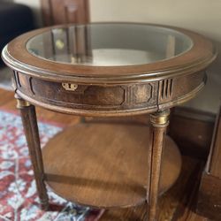 Wooden Table With Glass Top