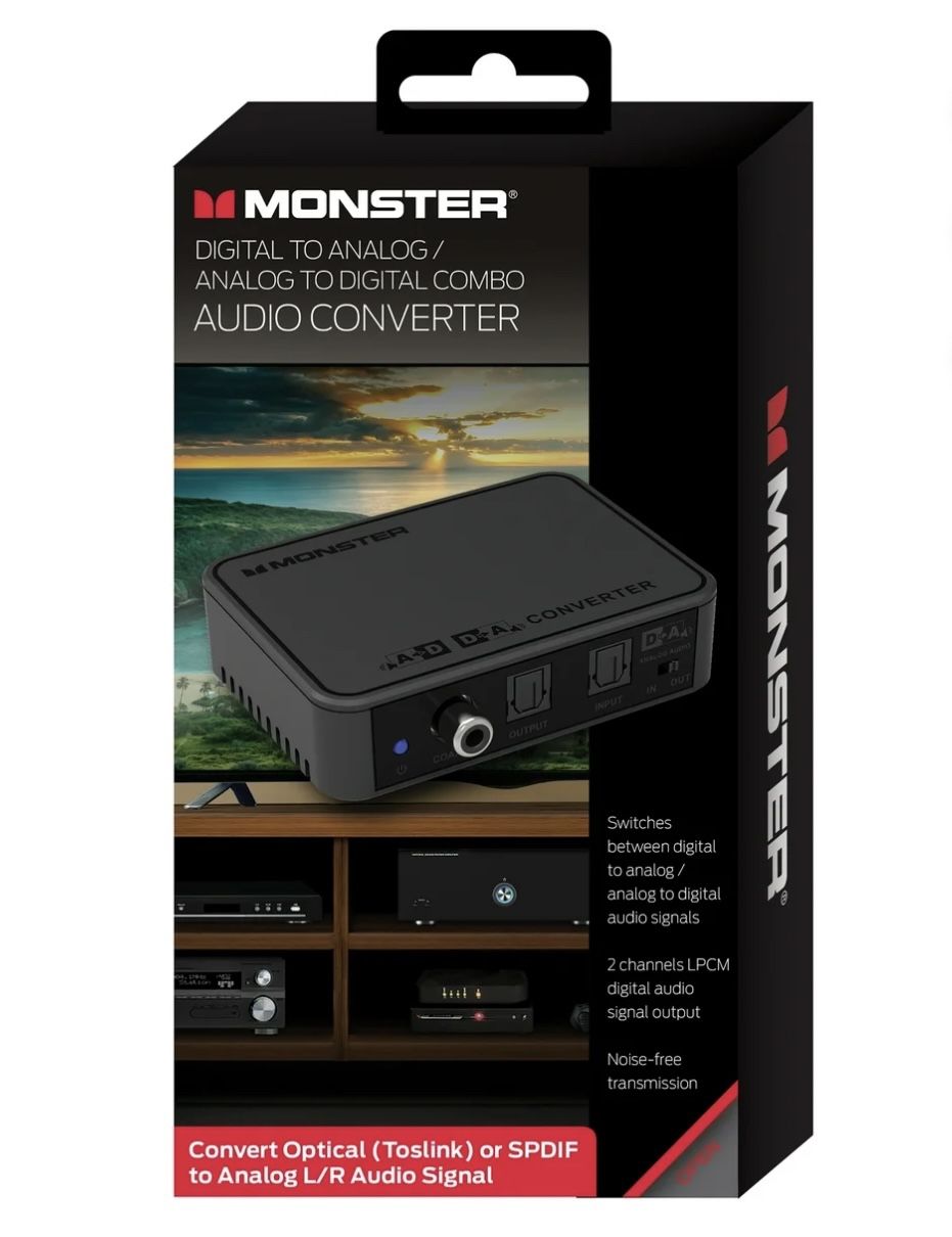 Monster Digital to Analog Audio Converter, Optical S/PDIF or Toslink, 0.3lb 3in, MAD1-1007-BLK