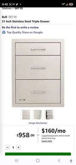 Bull triple drawer stsinless drawer for outdoor kitchen bbq island